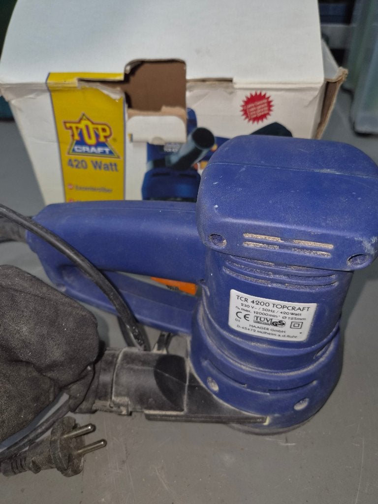 TOPCRAFT EXCENTRISCHE SCHUURMACHINE, Ophalen, Gebruikt, Minder dan 600 watt, Excentrische schuurmachine