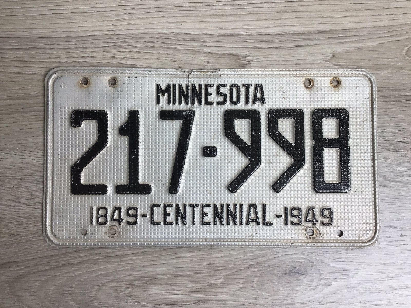 Kentekenplaat nummerplaat Minnesota 1949 Centenial., Ophalen of Verzenden, Gebruikt, Auto's