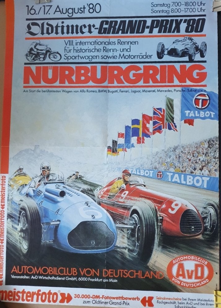 Oldtimer grand prix, Nürburgring 1980 Duitsland, Verzenden, A1 t/m A3, Film en Tv, Rechthoekig Staand