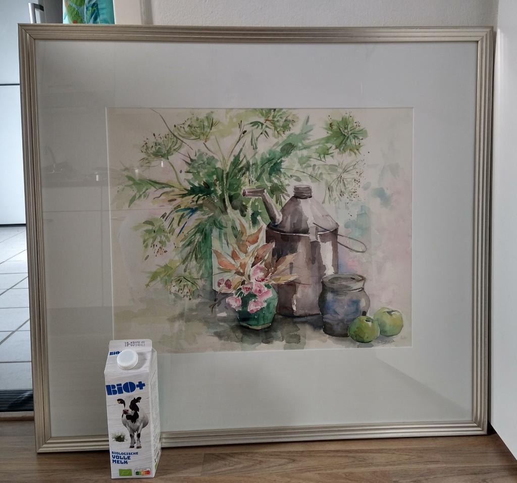 Grote aquarel van Pauline Wetselaar - stilleven, Ophalen