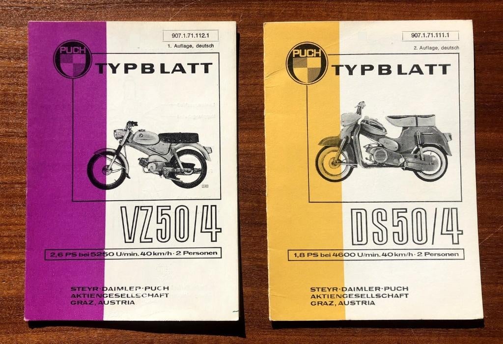 Typblatt Puch VZ50/4 plus DS50/4 1971., Fietsen en Brommers, Verzenden, Gebruikt