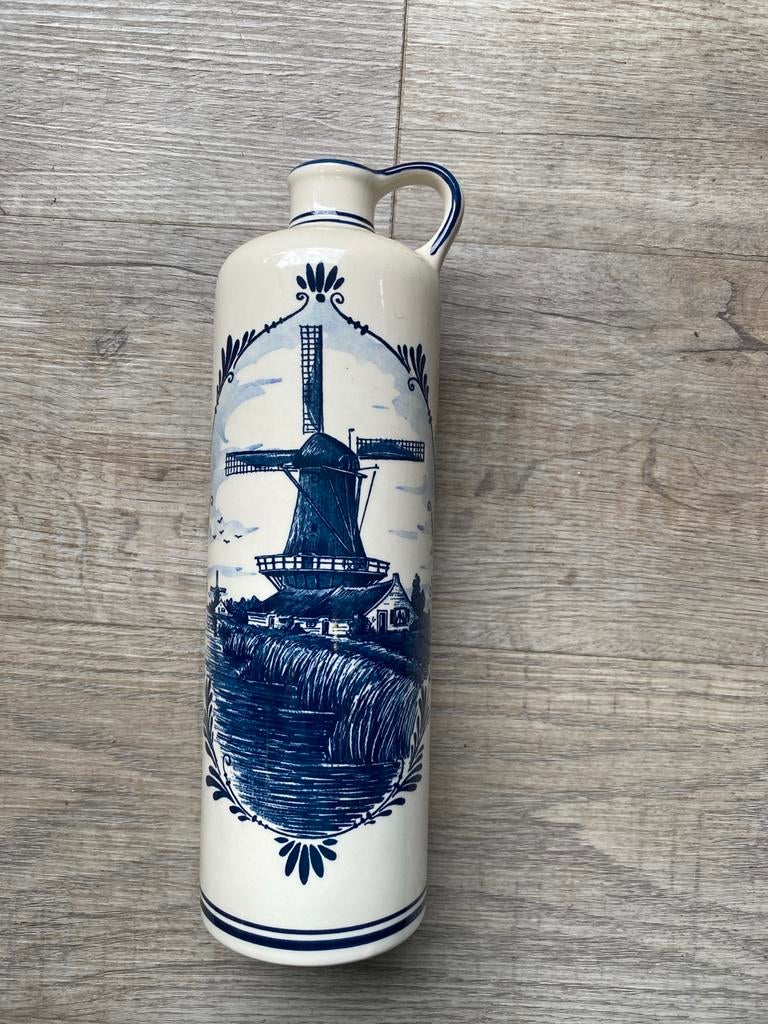 Vintage Bols Jenever Kruik - Delfts Blauw Windmolen, Ophalen of Verzenden