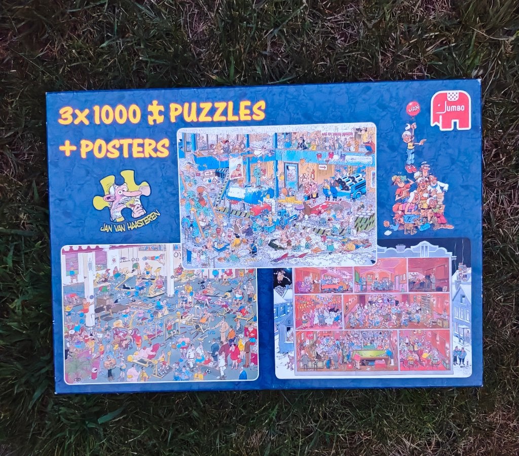 3 in 1 puzzels Jan van Haasteren, Hobby en Vrije tijd, Denksport en Puzzels, Ophalen of Verzenden, 500 t/m 1500 stukjes, Zo goed als nieuw