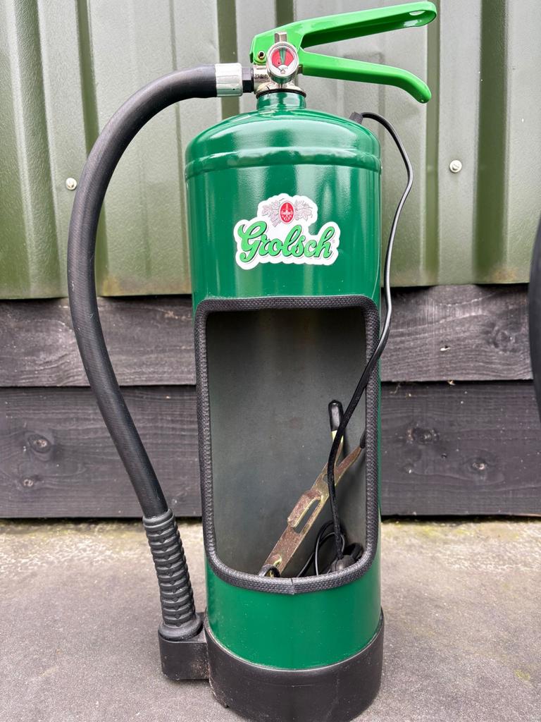 Grolsch brandblusserlamp, Huis en Inrichting, Lampen | Overige, Ophalen, Gebruikt