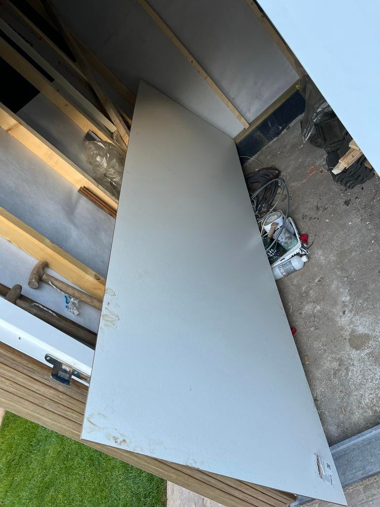 Trespa plaat wit 100x305,5 cm - Gedeeltelijk gebruikt, Doe-het-zelf en Verbouw, Platen en Panelen, Ophalen, Gebruikt, HPL, Minder dan 20 mm