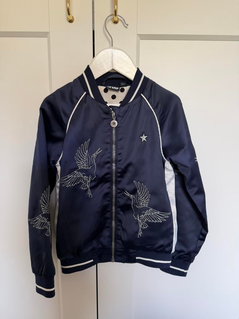 Like Flo satijnen bomberjack maat 116 – donkerblauw – zgan, Meisje, Ophalen of Verzenden, Zo goed als nieuw, Like flo