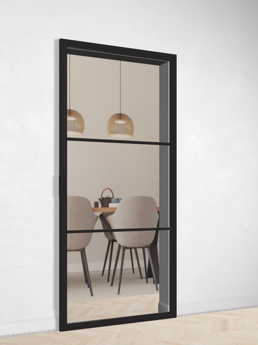 NIEUW! Moderne Stalen Schuifdeur met Glas Industrieel Design, Ophalen, 80 tot 100 cm, 215 cm of meer, Binnendeur