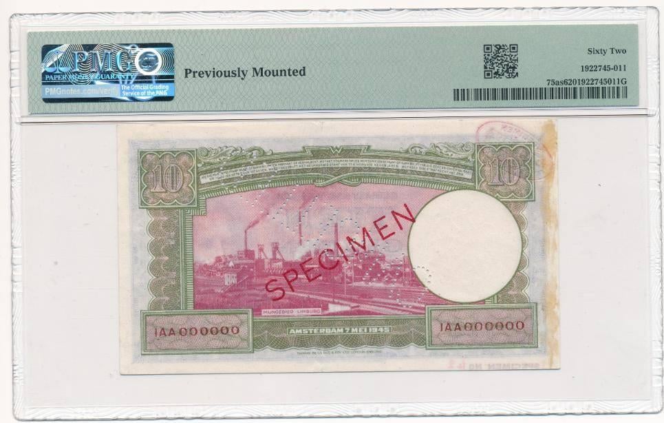 Nederland 10 gulden Willem 1 Staatsmijnen Specimen PMG 62, Postzegels en Munten, Ophalen of Verzenden, 10 gulden