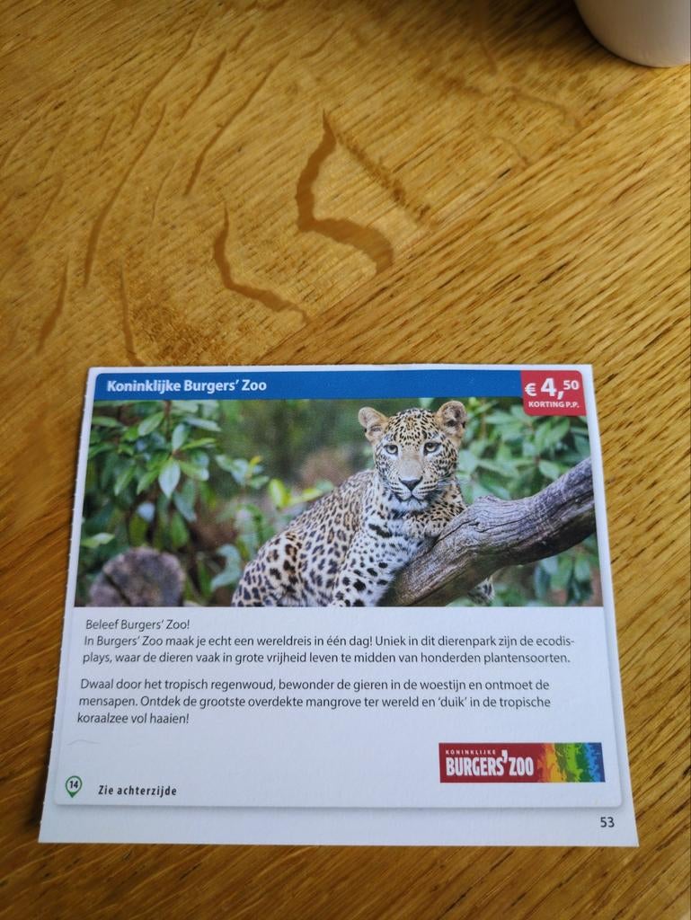 Kortingsbon voor Burgers Zoo, Drie personen of meer, Kortingskaart