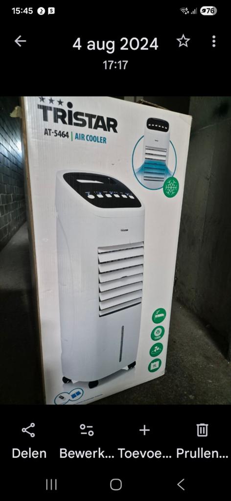 Tristar AT-5464 Air Cooler - Zo goed als nieuw, Ophalen, Timer, Minder dan 60 m³, 3 snelheden of meer