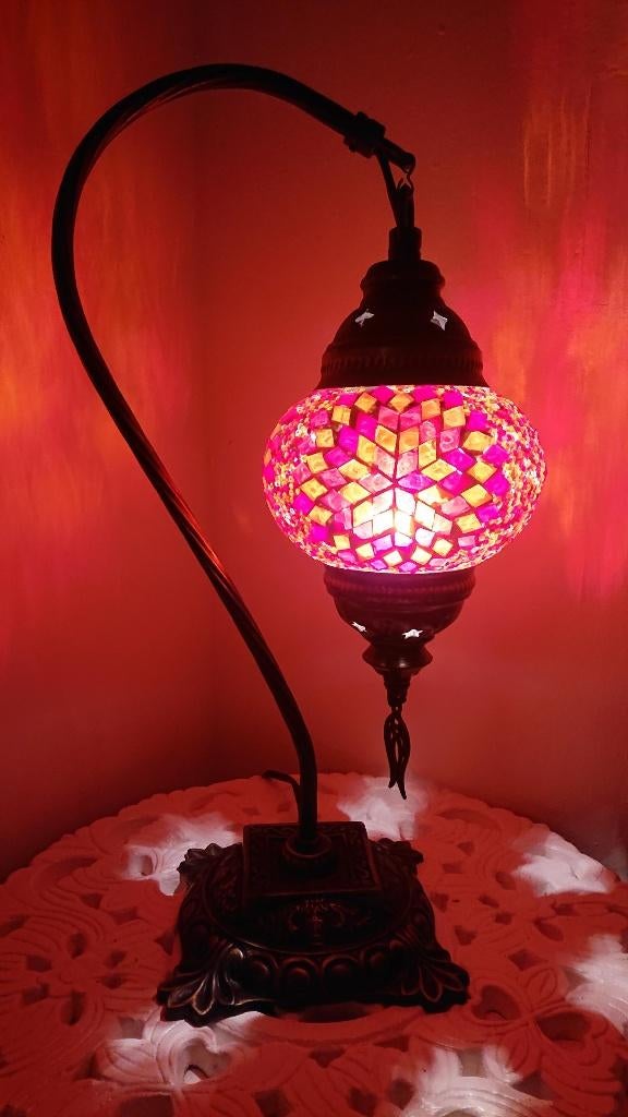 Diverse Oosterse Arabische tafellamp zwanenhals glasmozaiek, Oosters Arabisch 1001nacht Boho Ibiza Marrakech Marokkaans Turks