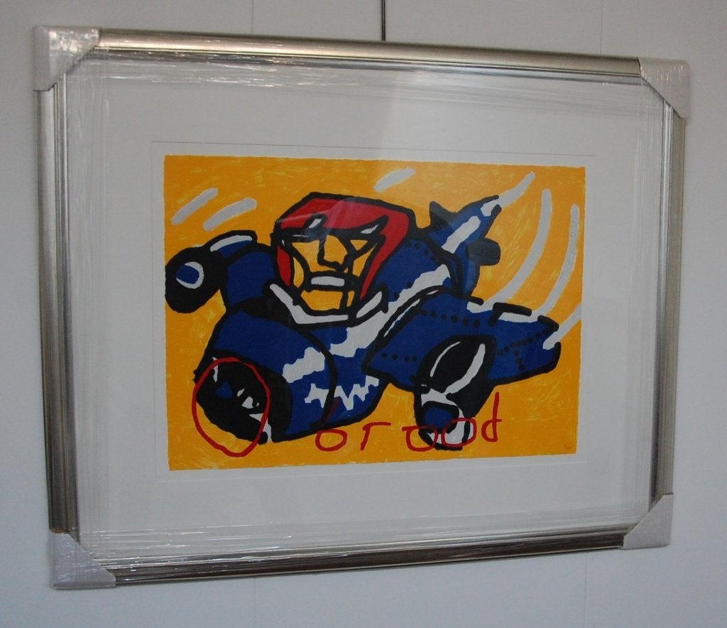 Herman Brood zeefdruk nu 4 vliegtuig, Gesigneerd, Ophalen, Portret en Figuren, Zeefdruk