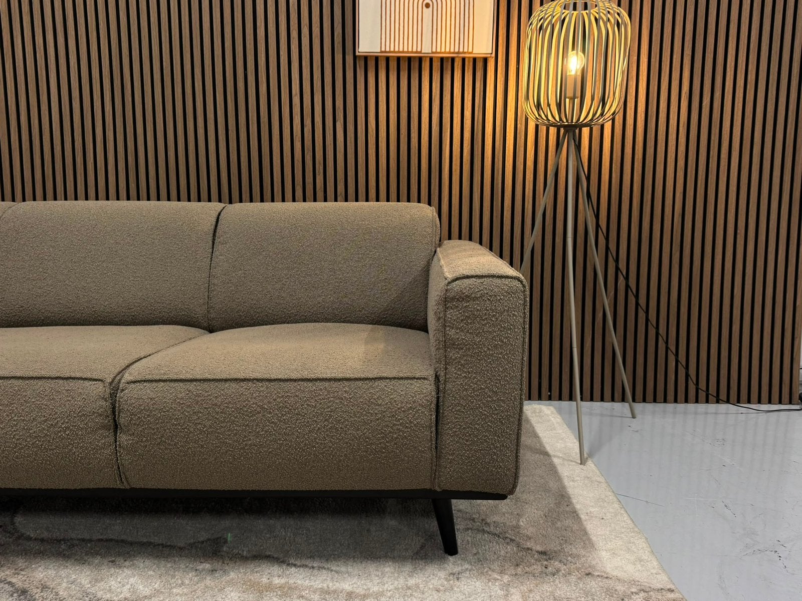 Be Pure Home - 3 Zits Bank - Taupe - Nette Staat - Boucle, Huis en Inrichting, Driepersoons, 75 tot 100 cm, Ophalen of Verzenden