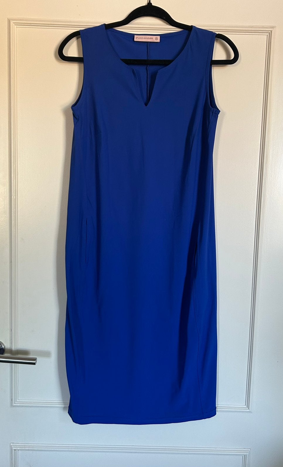 Kobalt Blauwe Studio Anneloes Simplicity Sleeveles Jurkje XS, Zo goed als nieuw, Knielengte, Maat 34 (XS) of kleiner, Verzenden
