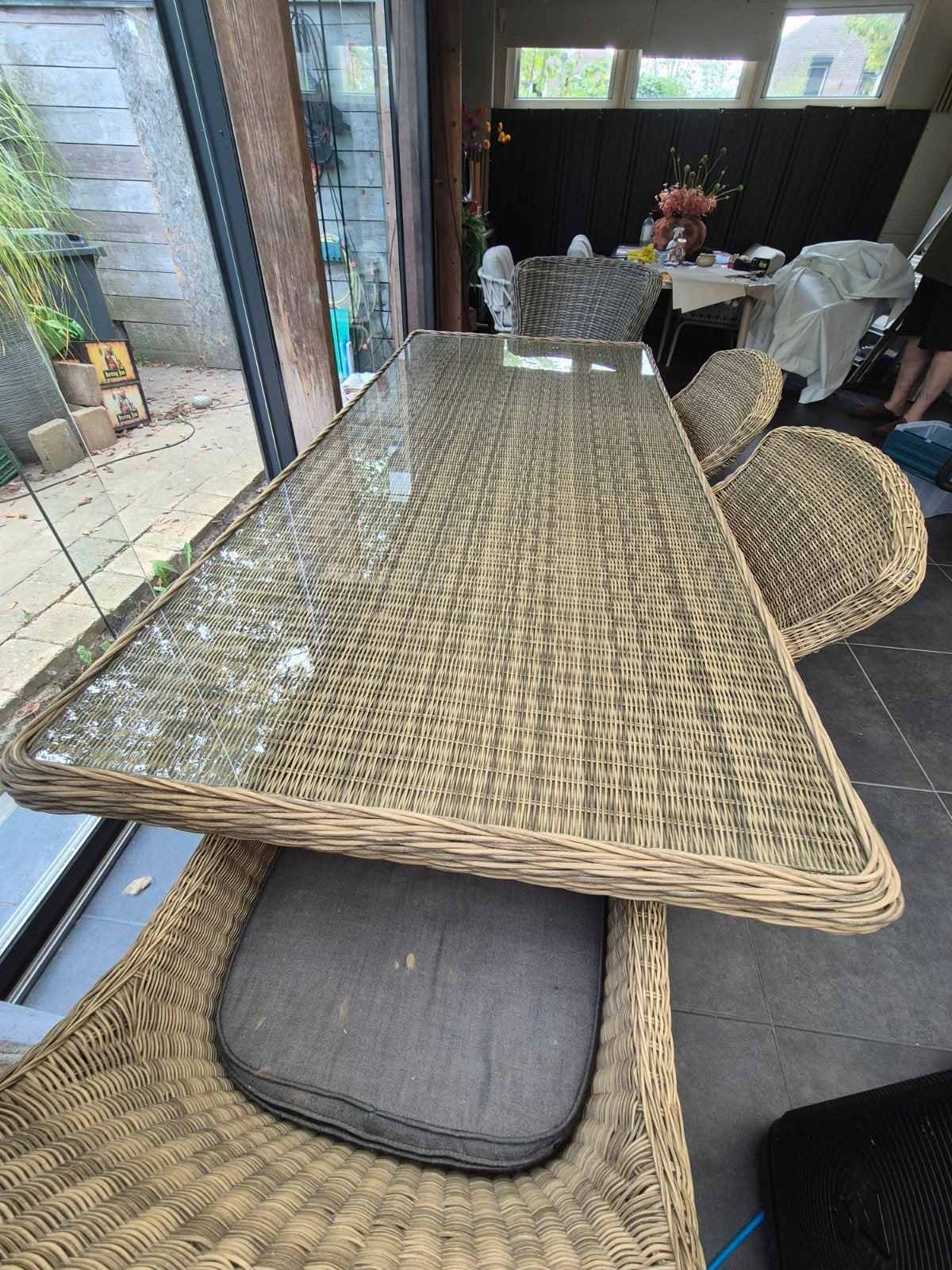 tuinset met 8 stoelen (Sediamo), Ophalen, Gebruikt, Rechthoekig, Wicker