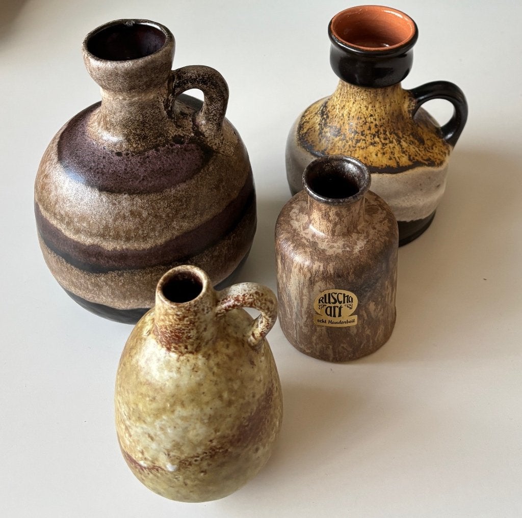 4x RUSCHA Vintage Keramiek Vazen/Kruikjes, Ophalen of Verzenden
