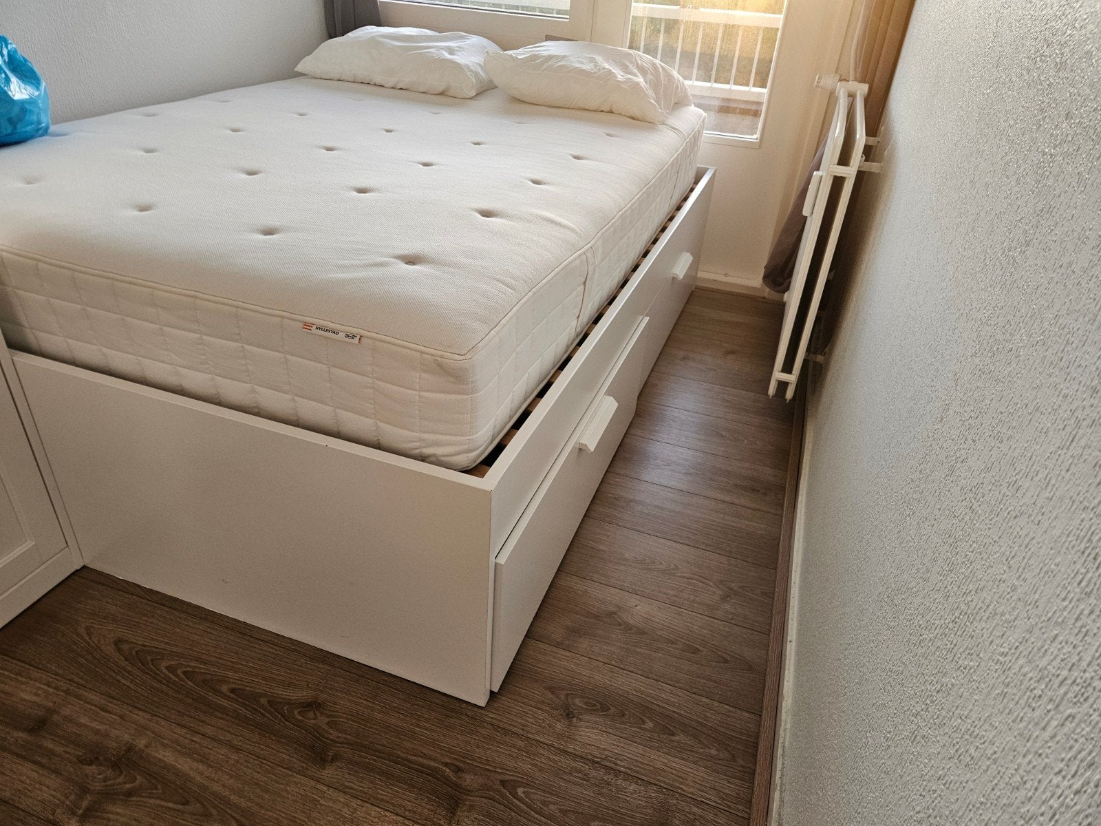 IKEA Brimnes bed 140x200 met lades en matras, Huis en Inrichting, Ophalen, Wit, Tweepersoons, 140 cm