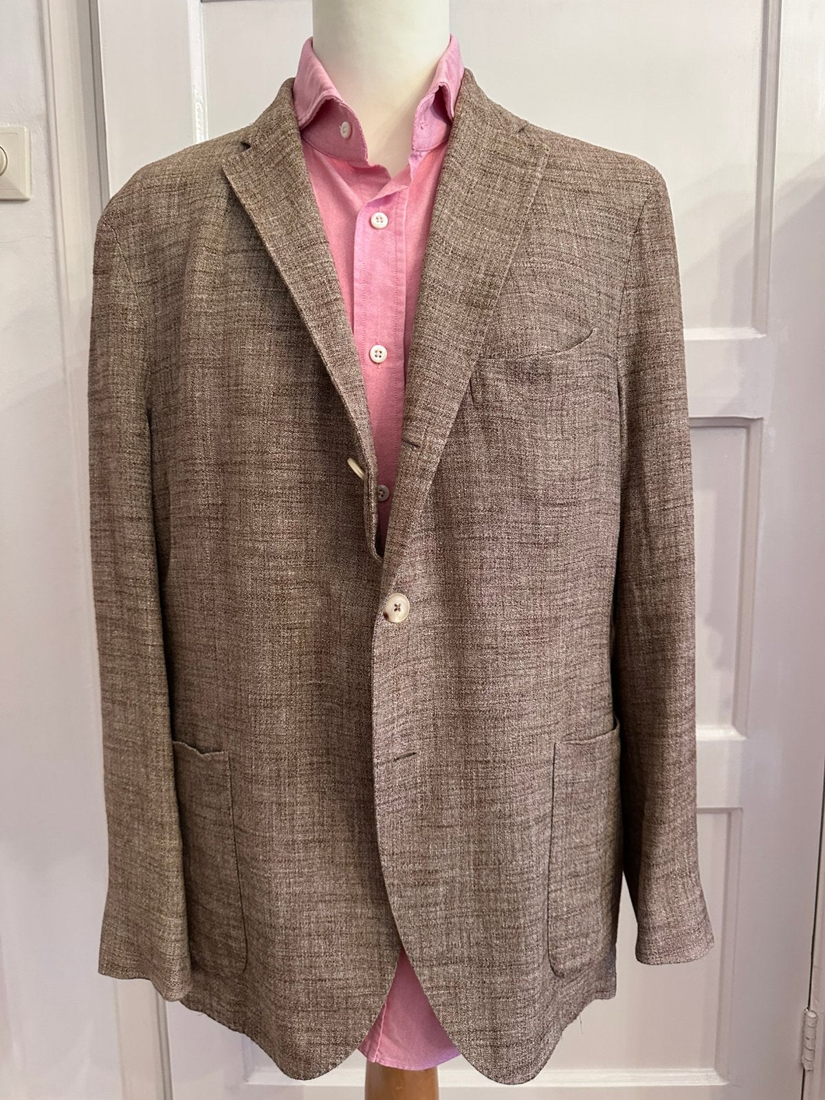 Boglioli jasje. Mt 56 (valt kleiner). Bamboo/Zijde/Linnen., Verzenden, Zo goed als nieuw, Maat 52/54 (L), Beige
