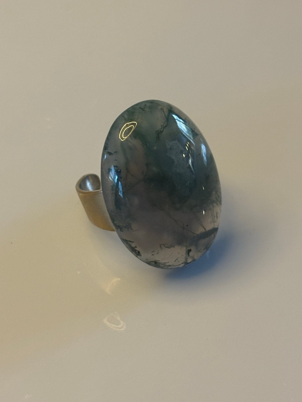 Unieke Mosagaat Ring - Verstelbaar, Sieraden, Tassen en Uiterlijk, Ringen, Overige materialen, Thrifter, Nieuw, Ophalen of Verzenden