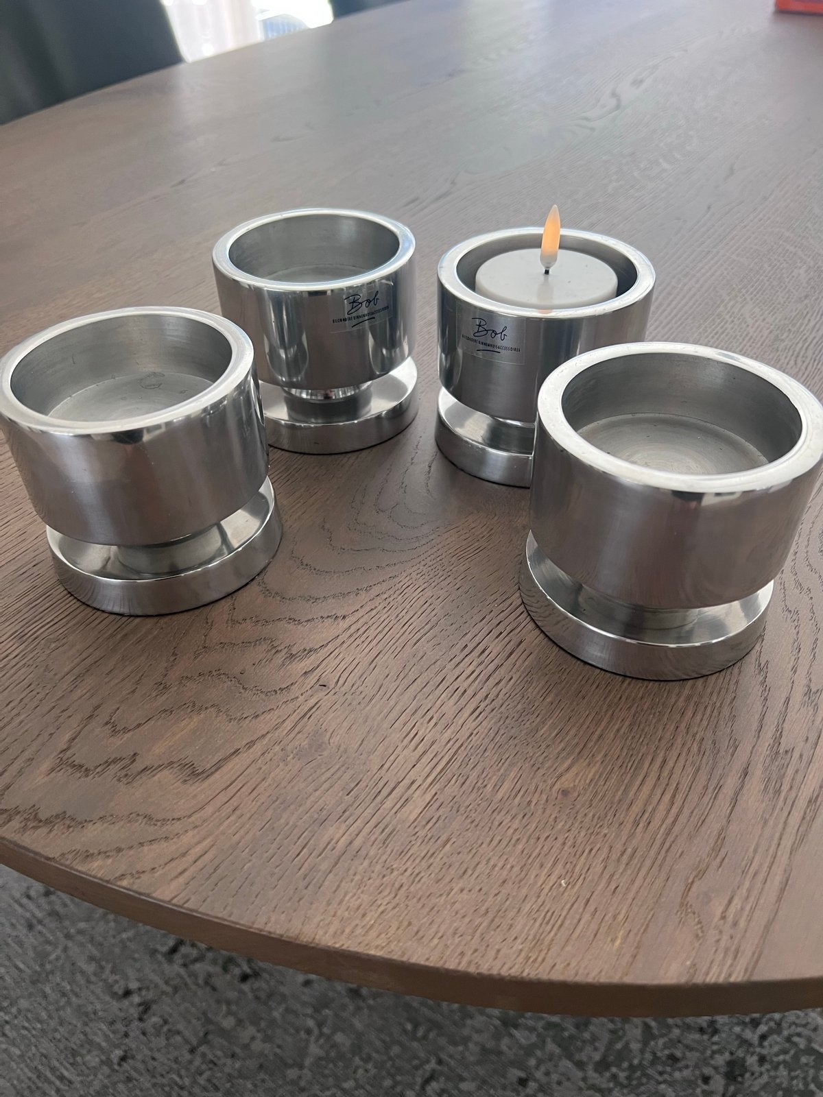 Set van 4 metalen waxinelichthouders - Bob Bijzondere Binnen, Ophalen, Gebruikt, Overige merken, Waxinelichthouder