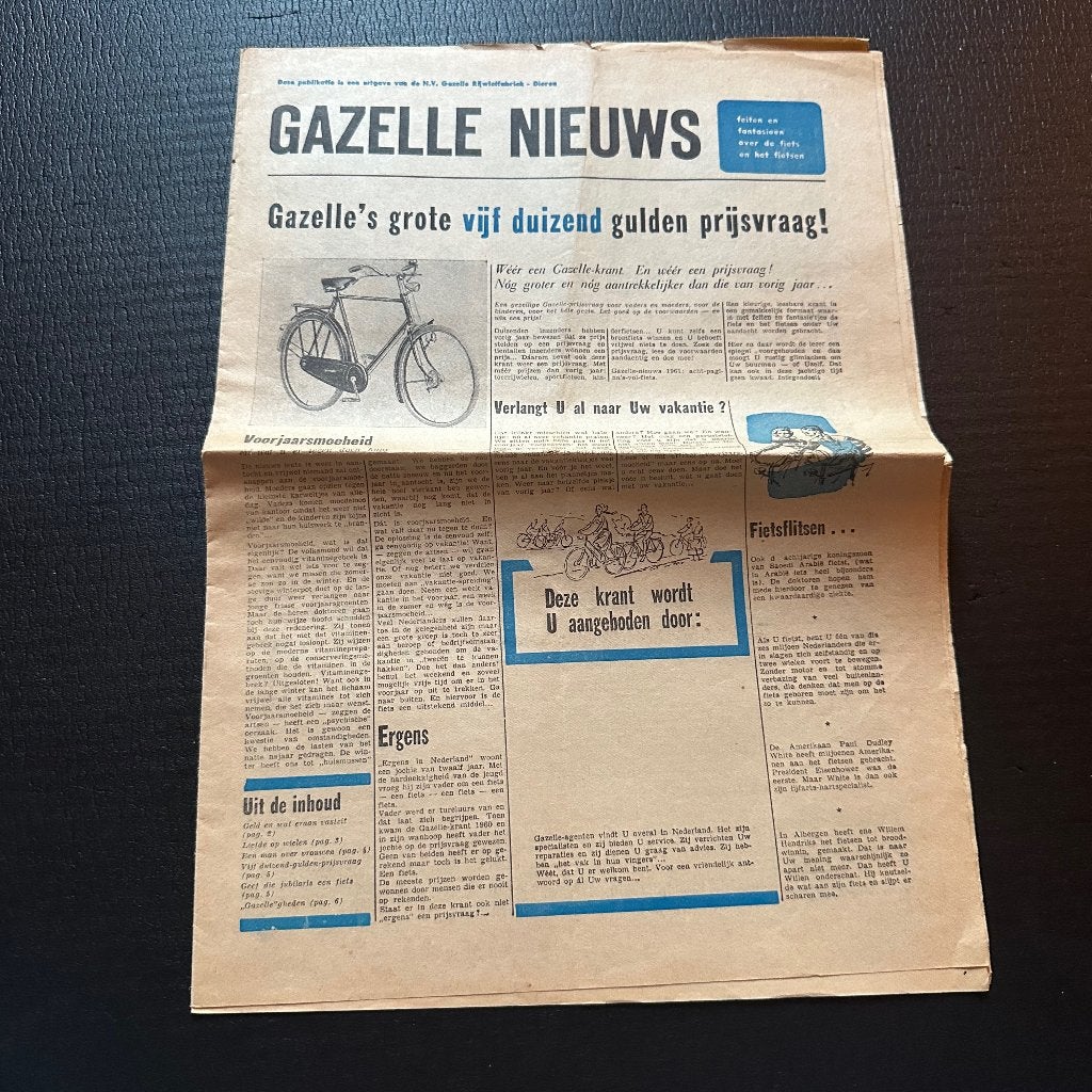 #7) GAZELLE 1966 Nieuws Krant Fietsen & Bromfietsen, Verzenden, Gelezen, Folder