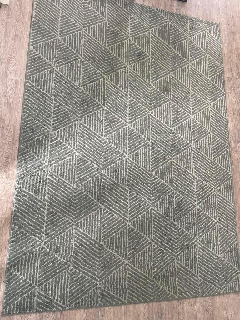 IKEA STENLILLE Vloerkleed - Groen met Geometrisch Patroon, Ophalen, 150 tot 200 cm, 200 cm of meer, Zo goed als nieuw
