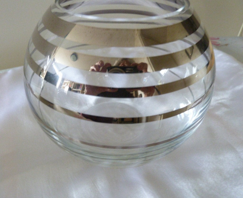 Glazen vaas met gouden strepen - Joka design, Ophalen, 15 cm, Geschikt voor droogbloemen, Goud