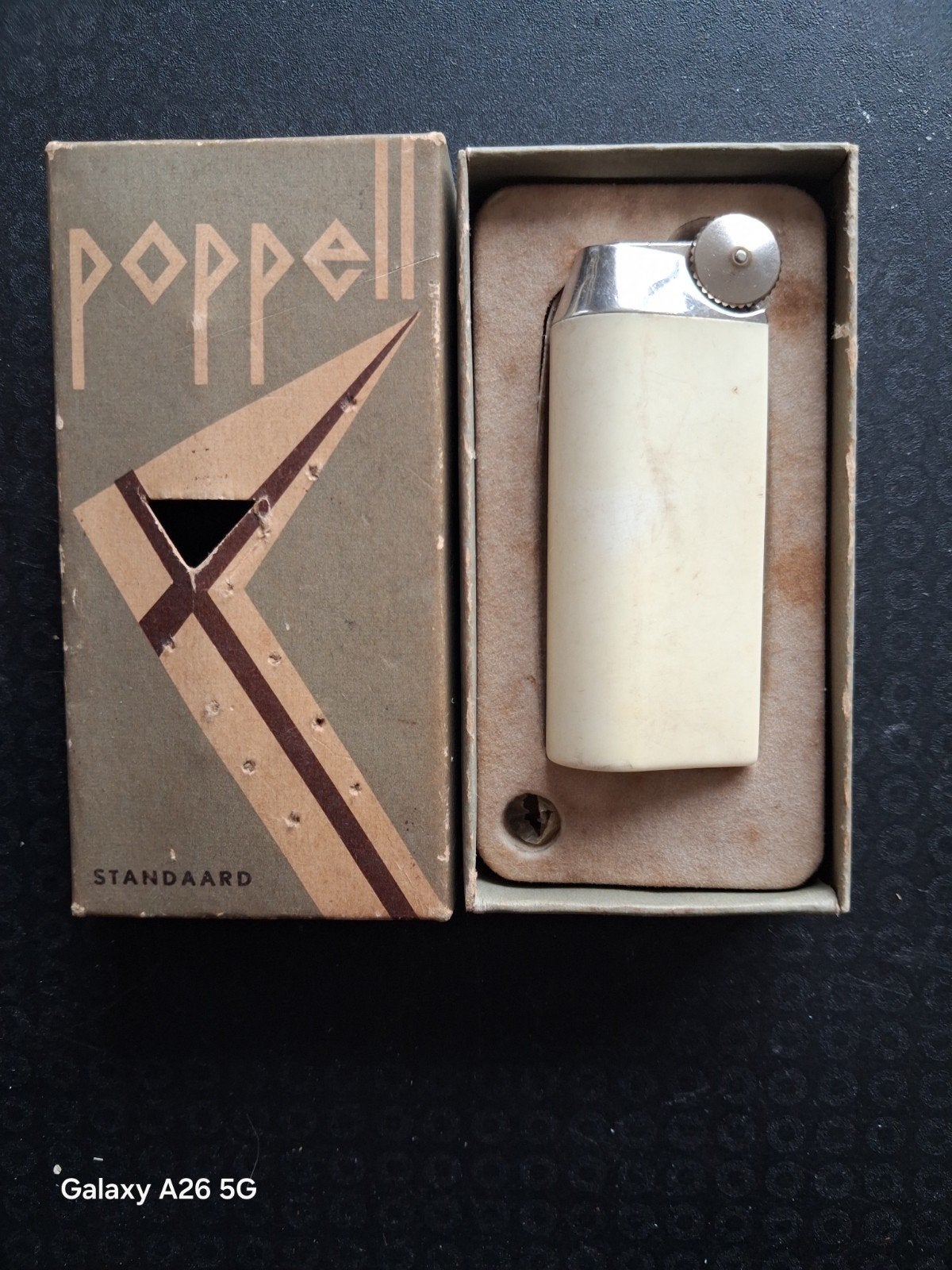 Vintage Poppel aansteker in originele doos, Verzamelen, Ophalen of Verzenden, Gebruikt, Aansteker