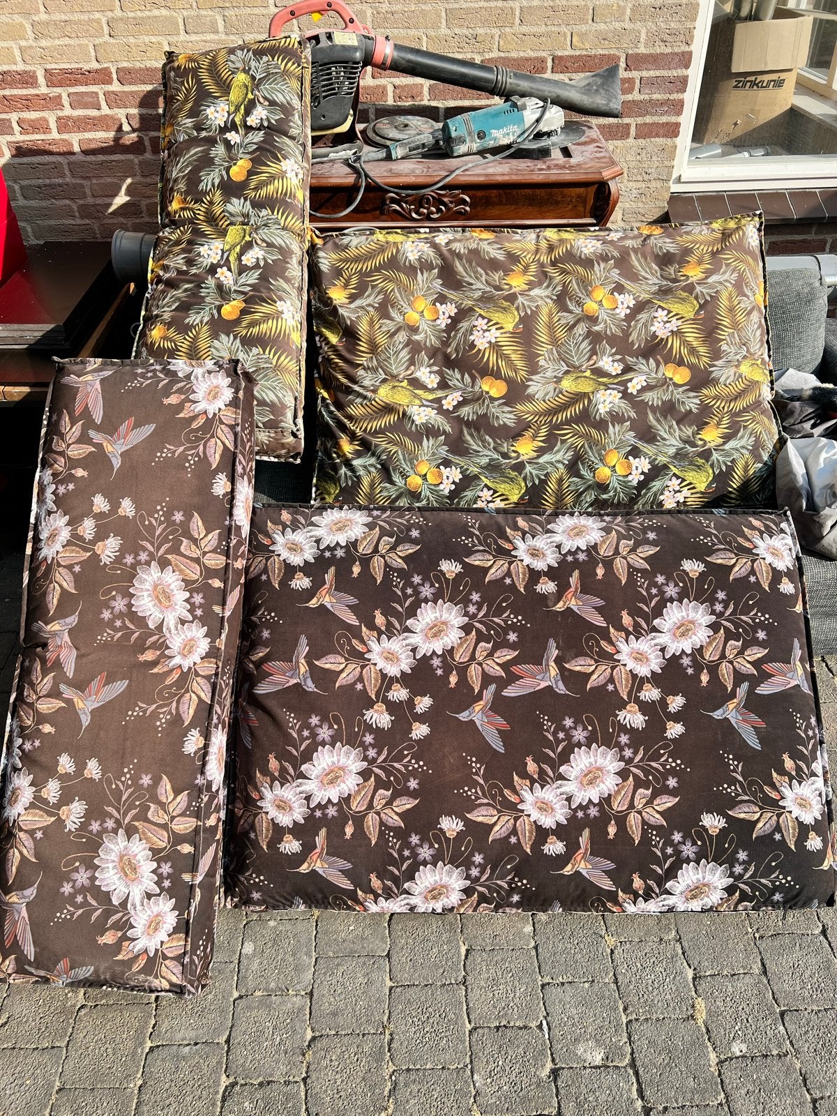 Palletkussens met tropische print, Ophalen, Overige merken, Gebruikt, Meerkleurig
