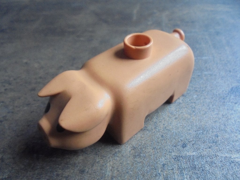 Lego Duplo Animal Pig Solid Black Eyes (zie foto's) 6, Ophalen of Verzenden, Gebruikt, Losse stenen, Duplo