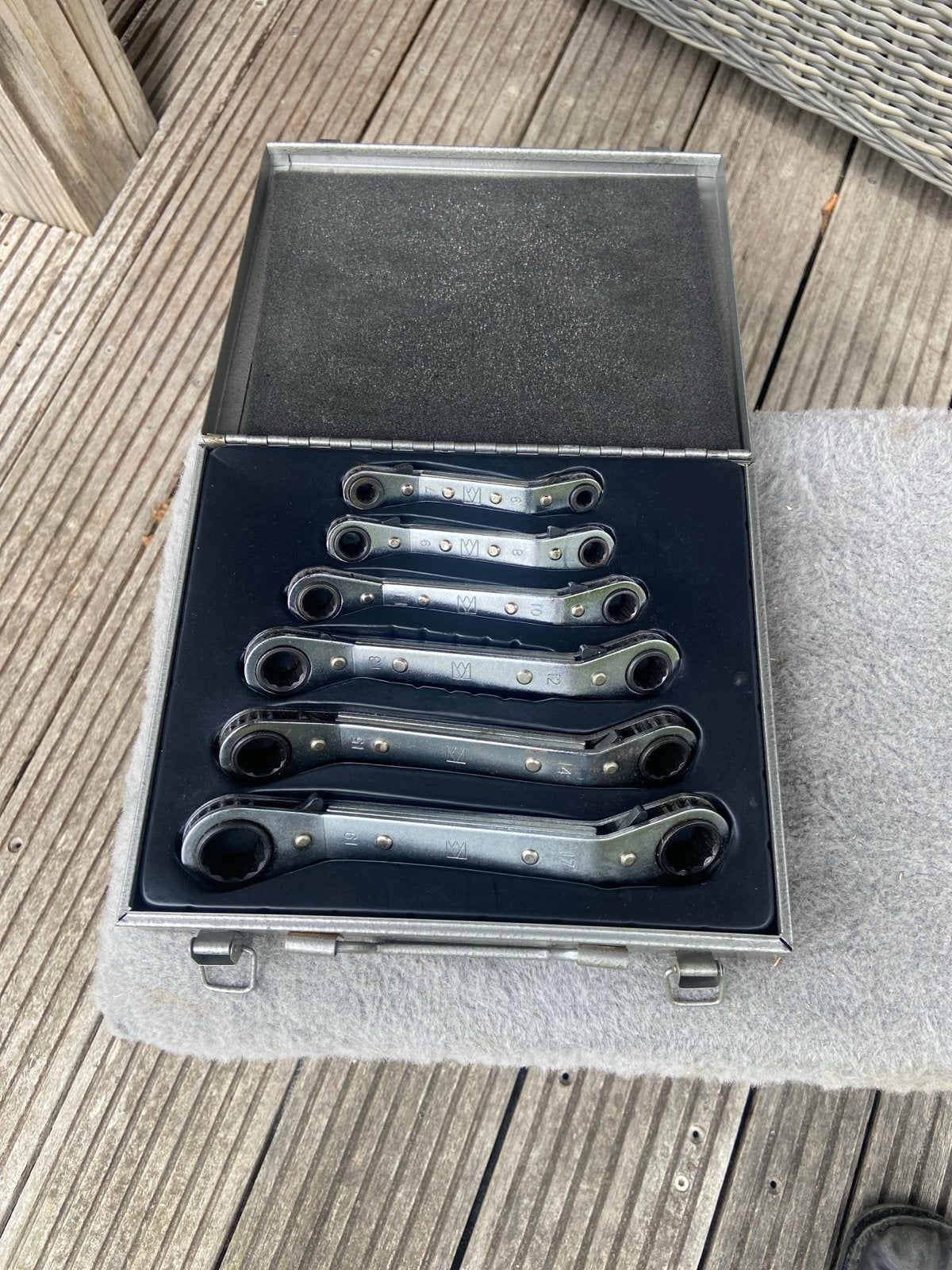 Ratelringsleutelset in metalen koffer, Ophalen of Verzenden, Zo goed als nieuw