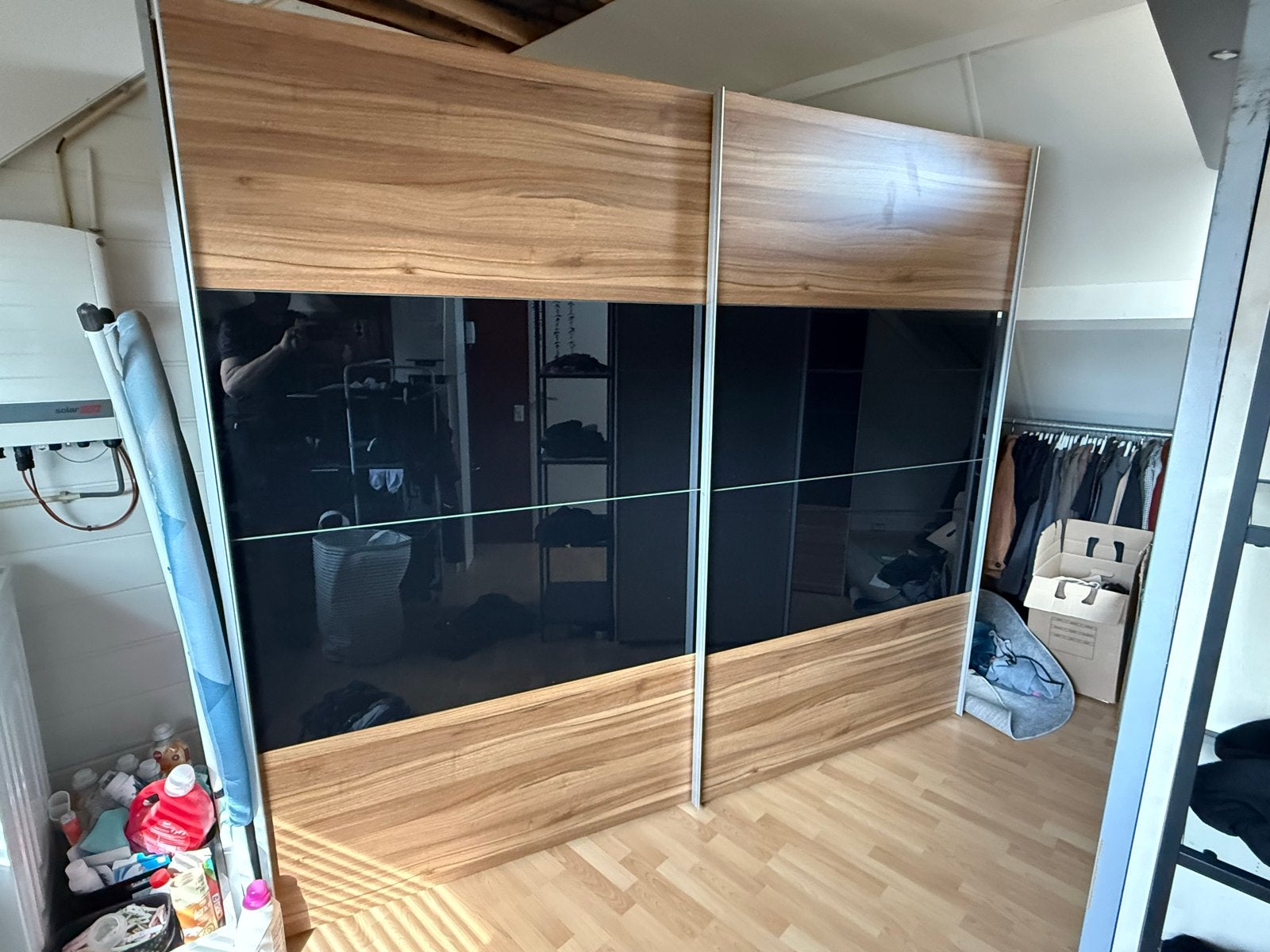 Grote kledingkast met schuifdeuren, Ophalen, Met plank(en), Gebruikt, 200 cm of meer