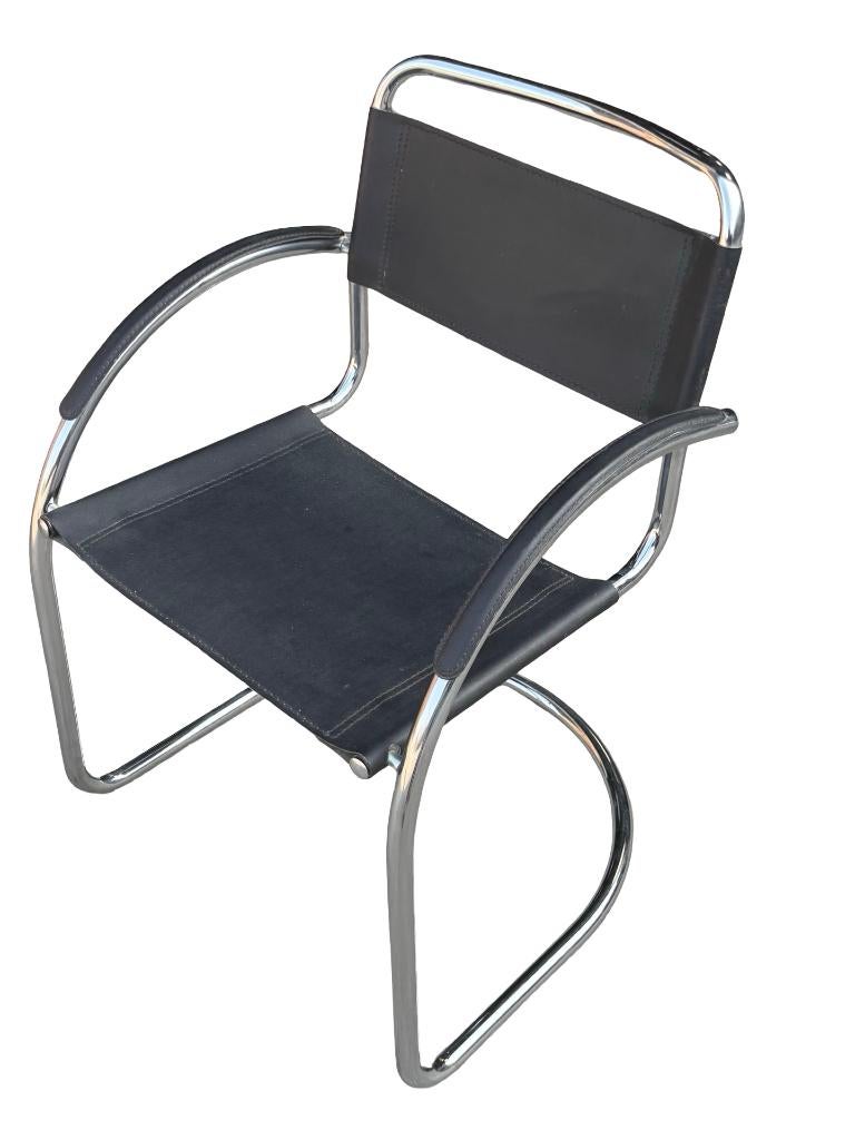 Set van 4 vintage buizenframe sledestoelen jaren 70 / 80, Ophalen, Vintage stoelen, Gebruikt, Bruin