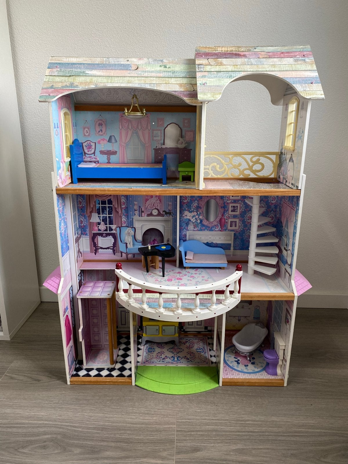 Barbie Poppenhuis met Meubels en Piano - Zeer Goede Staat, Ophalen, Zo goed als nieuw, Poppenhuis