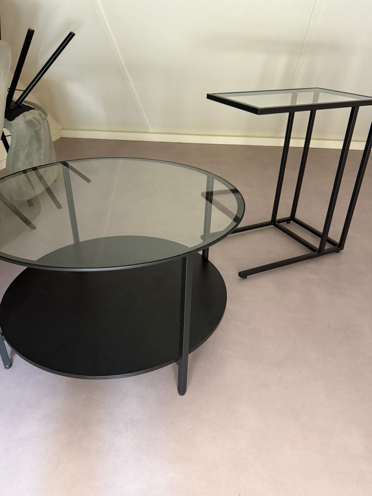 VITTSJÖ bijzettafels set, Ophalen, 75 cm of meer, Rechthoekig, Glas
