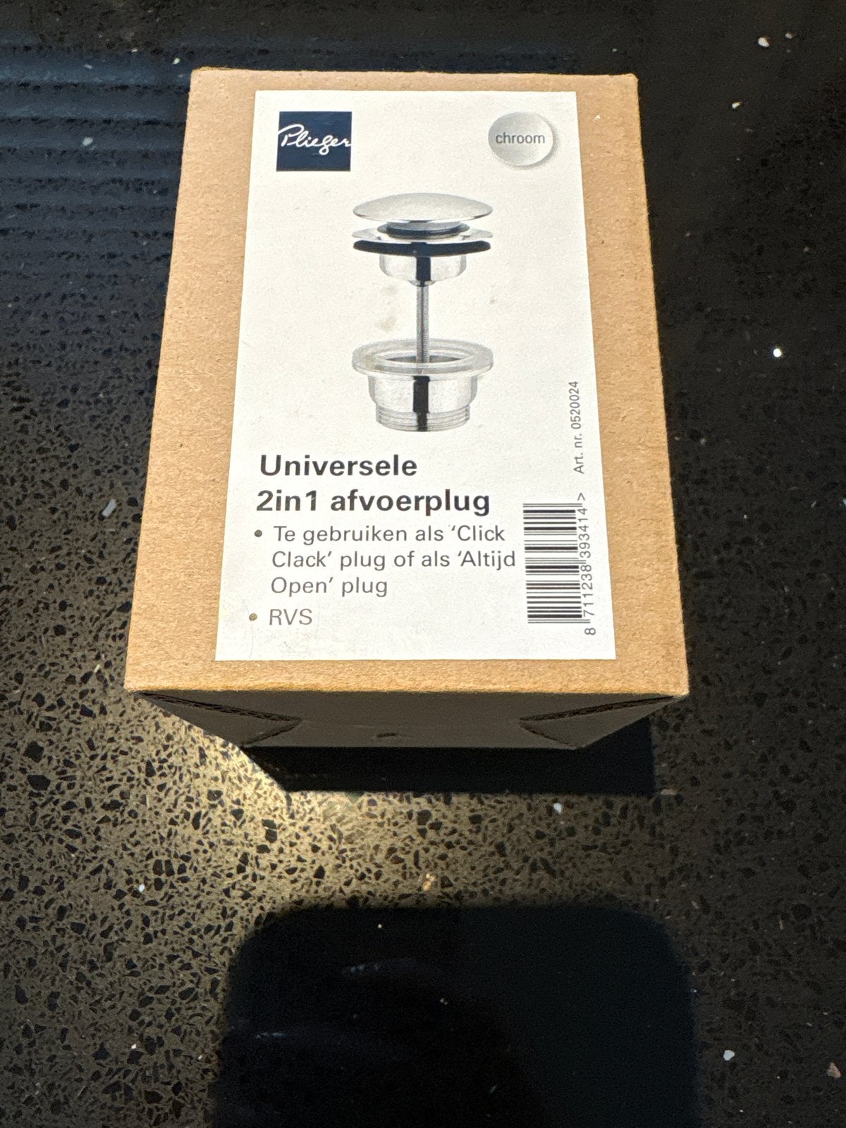 Universele 2-in-1 afvoerplug chroom RVS plieger, Ophalen of Verzenden, Nieuw, Chroom, Overige typen