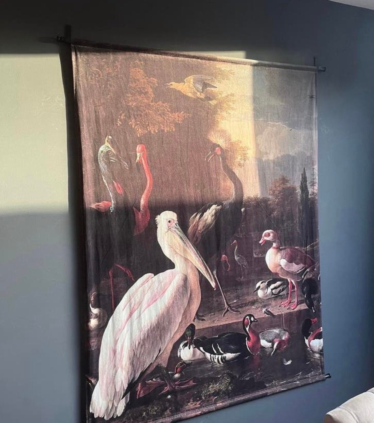 Wandkleed met vogel- of bloemenprint, Meerkleurig, Nieuw, Ophalen of Verzenden, Met ophangsysteem