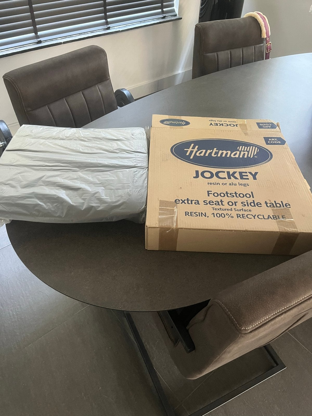 Nieuw: Hartman Jockey voetenbank/ hocker - Antraciet, Tuin en Terras, Ophalen, Nieuw, Kunststof