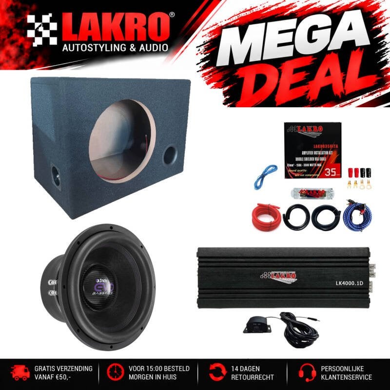 12 inch Pack 16 - LAKRO - subwooferpakket - 1500 watt RMS, Niet ingevuld, Niet ingevuld, Niet ingevuld
