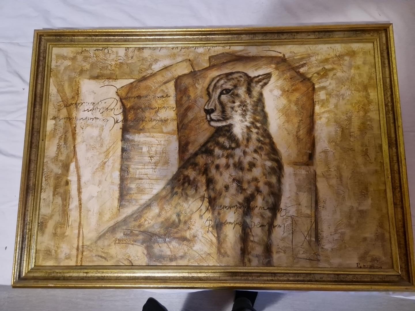 Schilderij met Cheetah - Uniek en Handgeschilderd, Ophalen, Doek, Dieren, Olieverf