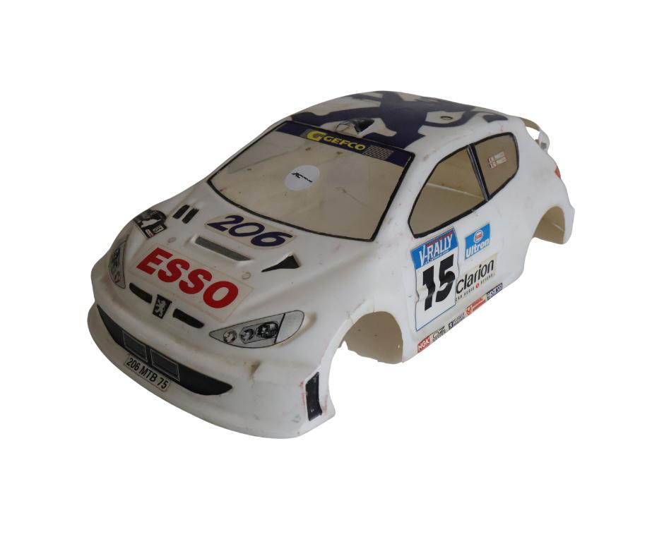 Peugeot 206 ESSO body 1/10 rc auto, Ophalen of Verzenden, Gebruikt, Onderdeel