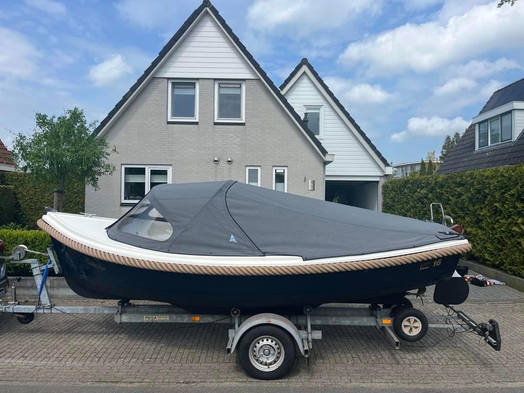Arie Wiegmans AW16 (nieuw type) incl Pega trailer, Watersport en Boten, Ophalen, Gebruikt, Tot 10 pk, Binnenboordmotor