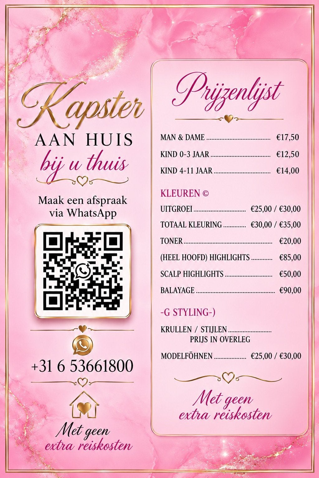 Thuis kapster - Aan huis !!, Ophalen, Nieuw, Overige typen