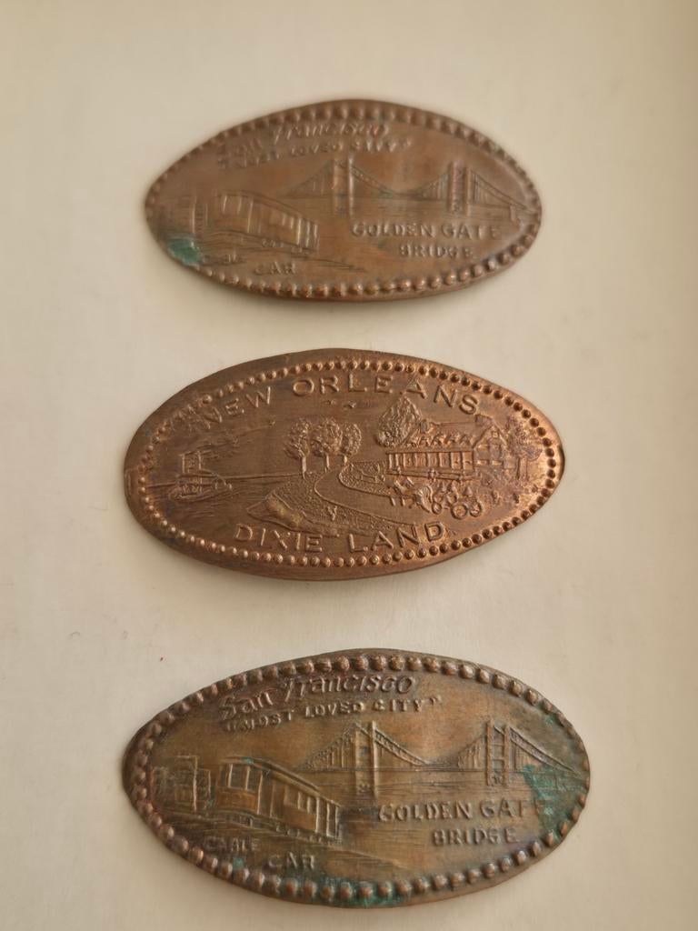 3 koperen wandelstok plaatjes USA, Ophalen of Verzenden, Overige materialen, Buitenland