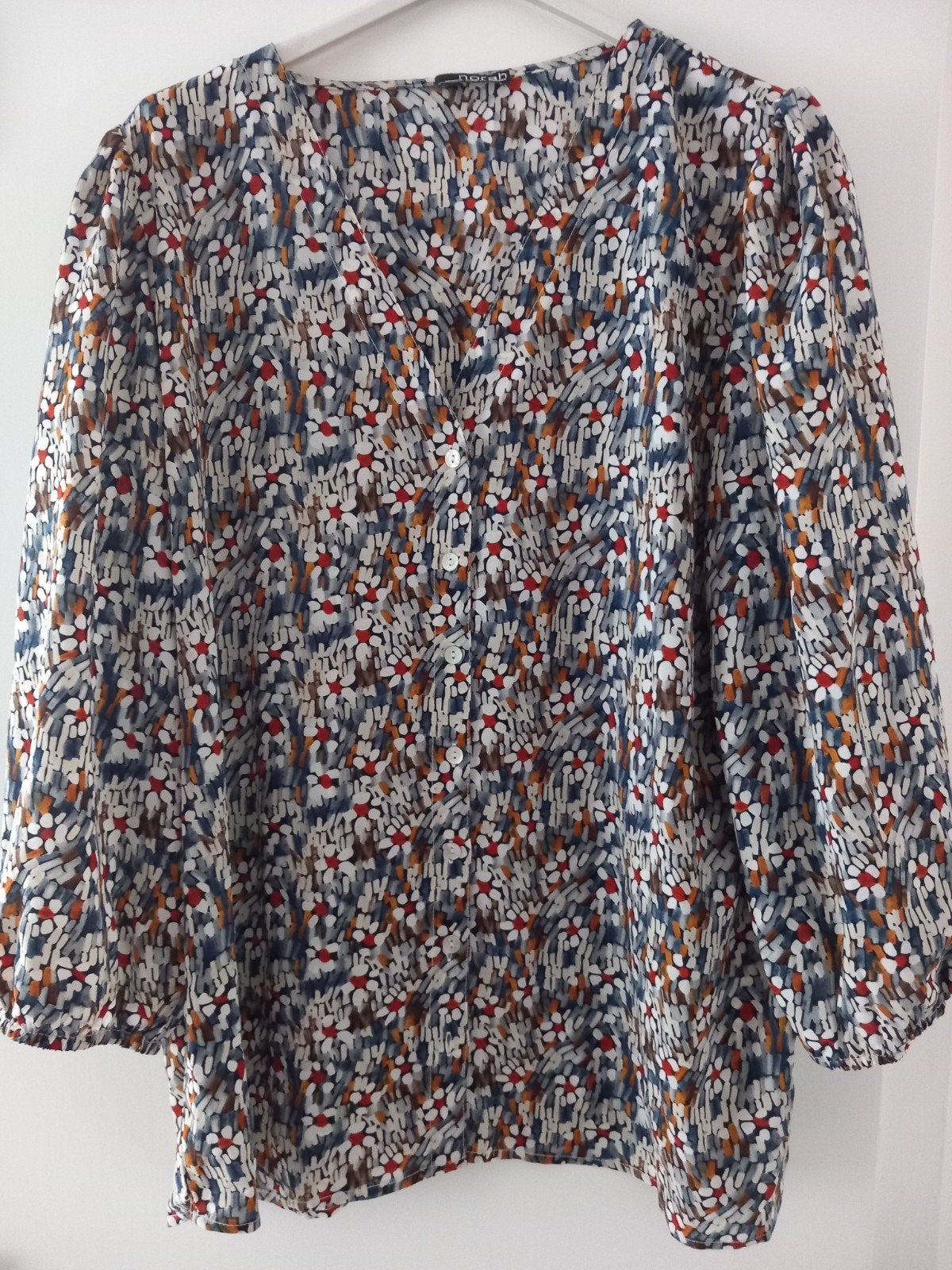 NORAH blauw/bruin/witte blouse/tuniek, mt 46, 1/1 mouw,nieuw, Kleding | Dames, Grote Maten, Bruin, Blouse of Tuniek, Nieuw, Ophalen of Verzenden