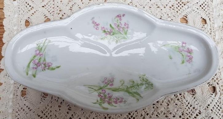 Frans brocante schaaltje, roze en witte lelietjes van dalen, Antiek en Kunst, Ophalen of Verzenden