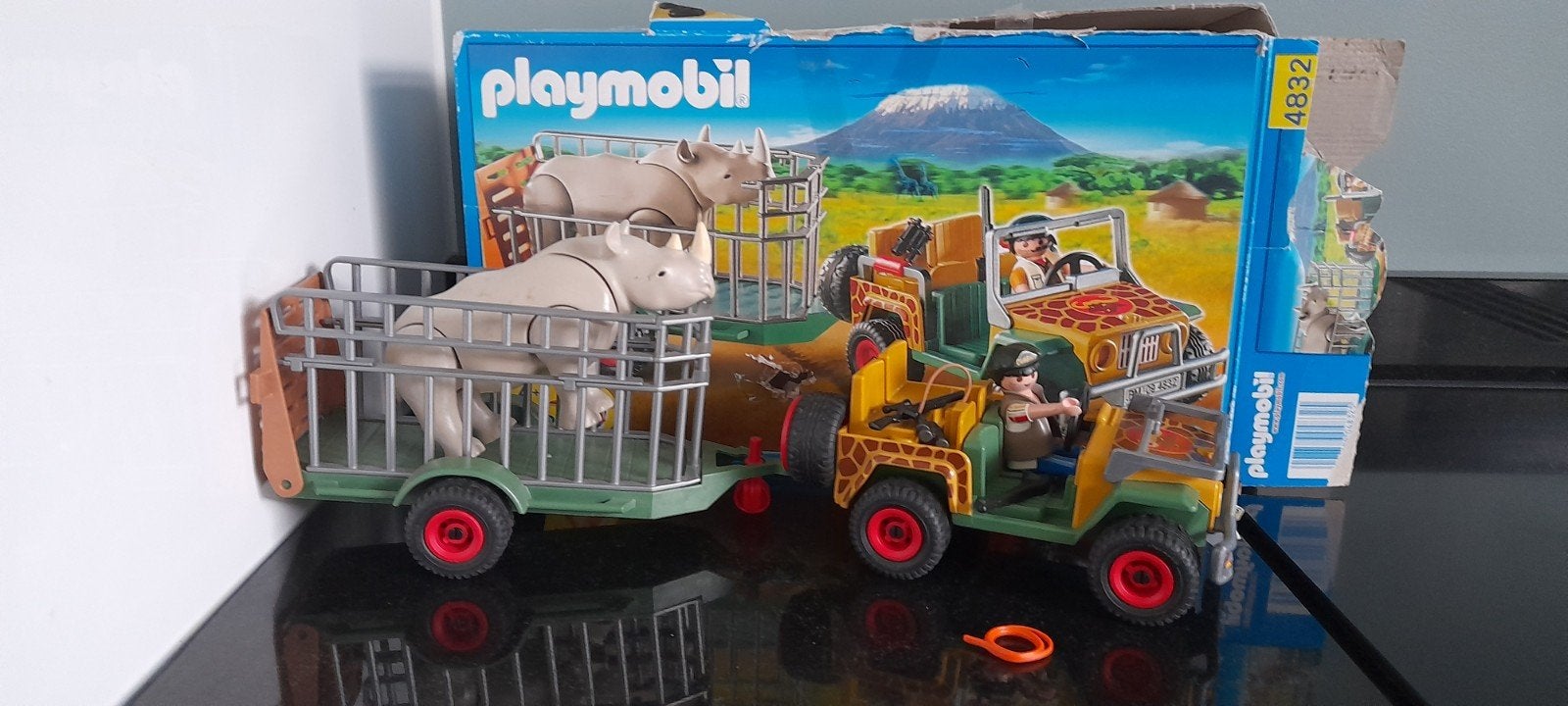 Playmobil 4832 Safari Jeep met Neushoorn en Trailer, Wild life, Gebruikt, Complete set, Voertuig