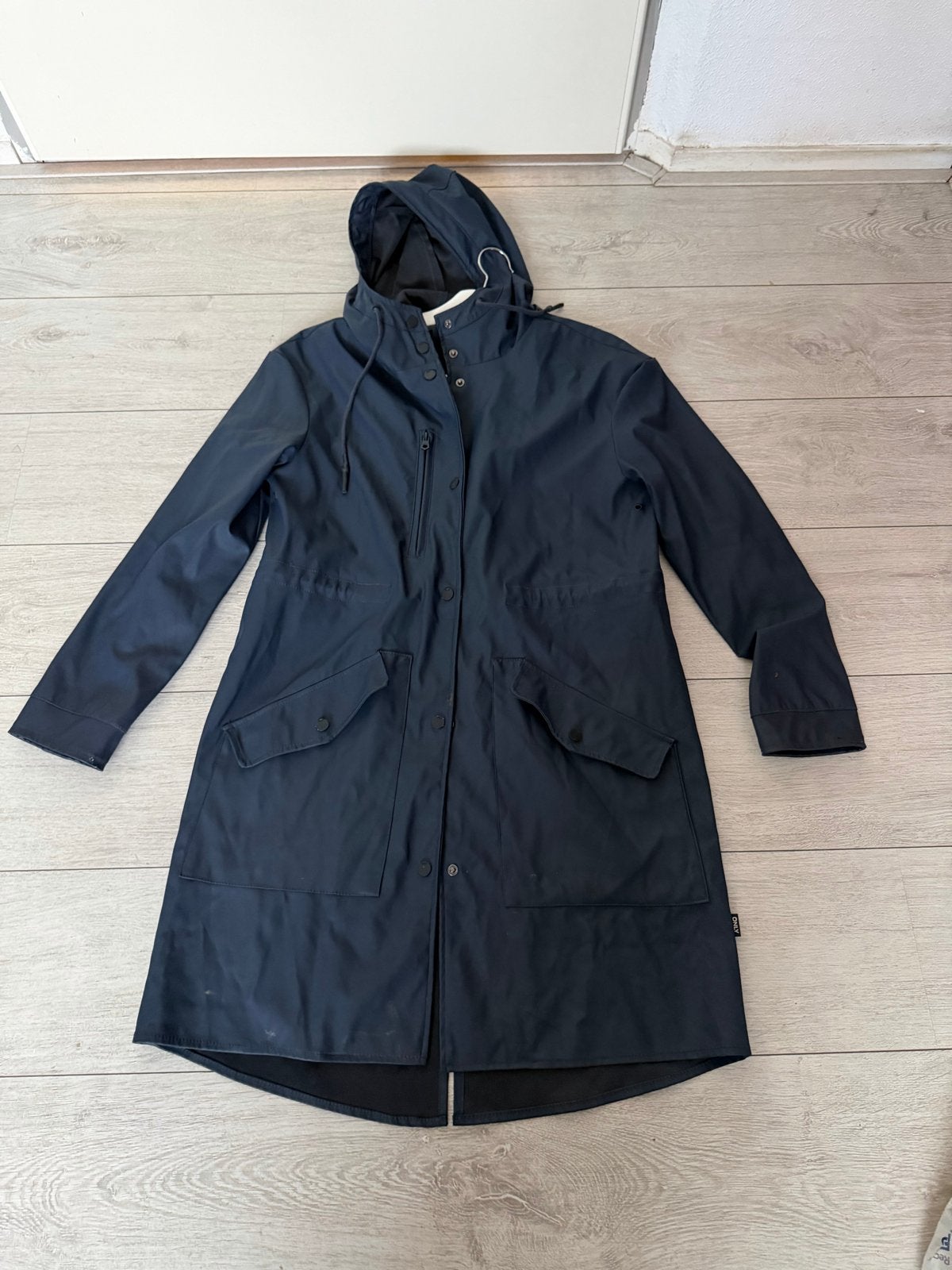 ONLY Regenjas Nep Leer Jas maat M Blauw, Maat 38/40 (M), Only, Zo goed als nieuw, Verzenden