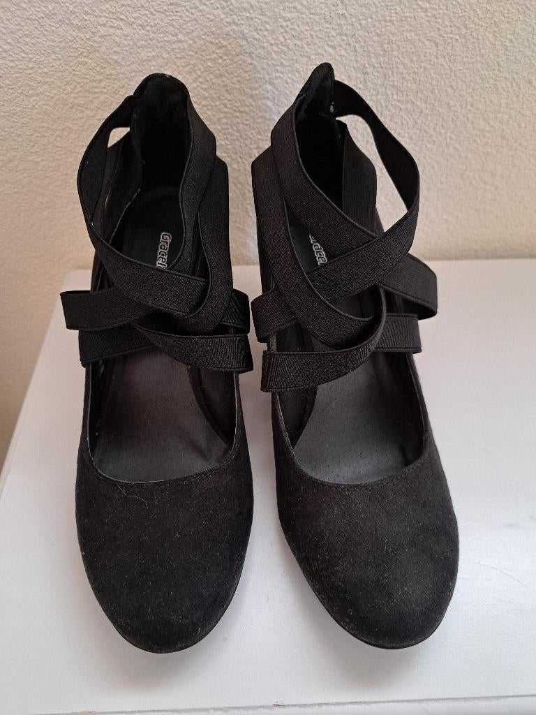 Zwarte pumps met sleehak maat 41 comfortabel en stijlvol, Pumps, Zwart, Ophalen of Verzenden, Zo goed als nieuw
