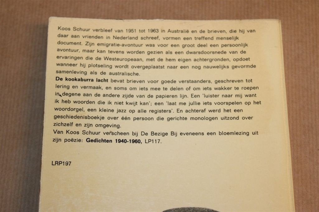 De Kookaburra Lacht — Schuur, Brieven uit Australië 1966, Boeken, Ophalen of Verzenden, Gelezen